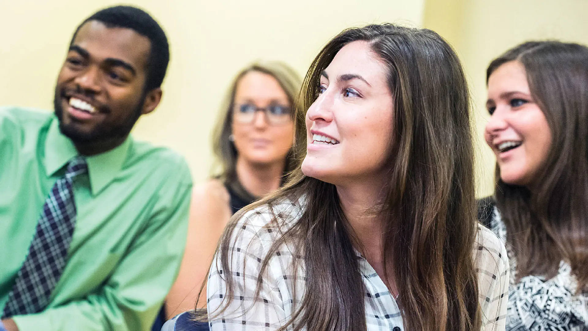 Students interacting during a class discussion