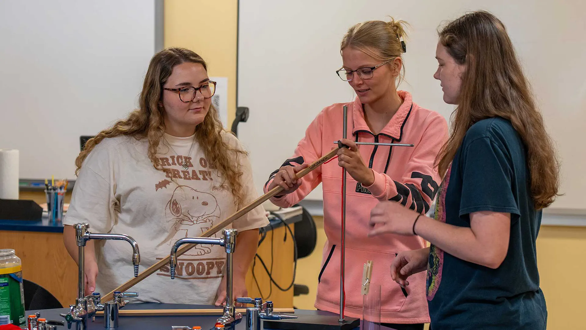 Education students in a science lab